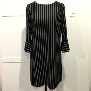 Preston & York Size 8 Black White Pinstripe Dress